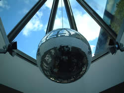 Conical roof light and disco ball