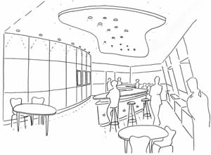 sketch of cafe